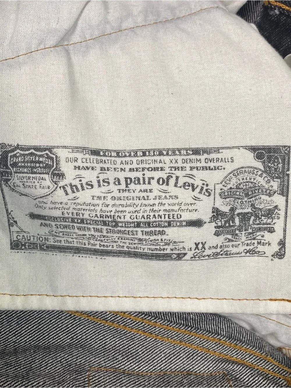 Levi's 501XX Jeans Men's Size 31x31 (Tag Reads 33x34) Dark Wash Denim Button Fly